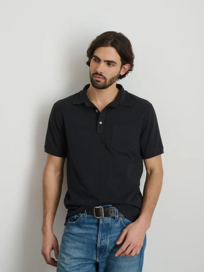 Alex Mill The Standard Polo In Slub Cotton Black Men Tees Polos