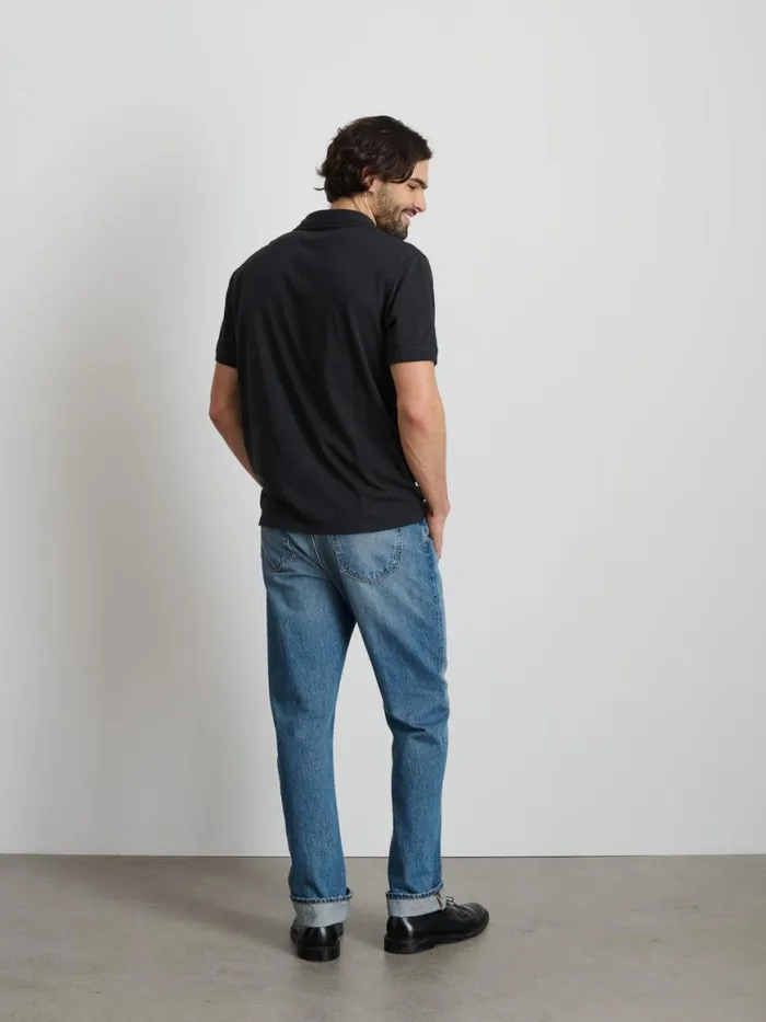 Alex Mill The Standard Polo In Slub Cotton Black Men Tees Polos