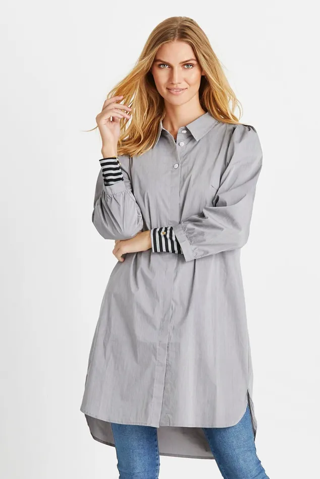 ALICIA LONG SHIRT 14588 921 Grey Women IN FRONT BLOUSES SHIRTS
