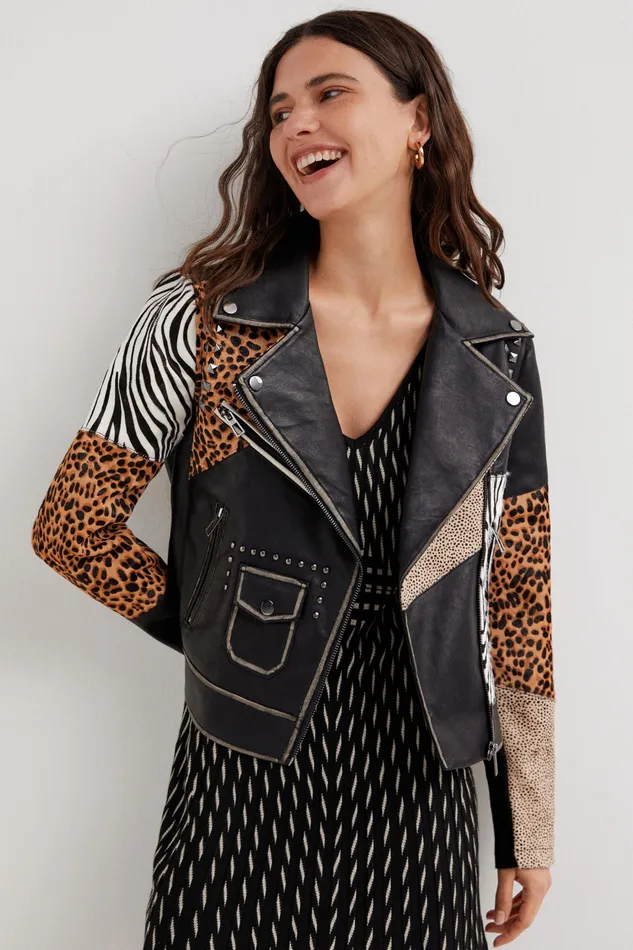 Animal Print Biker Jacket Women Desigual Jackets