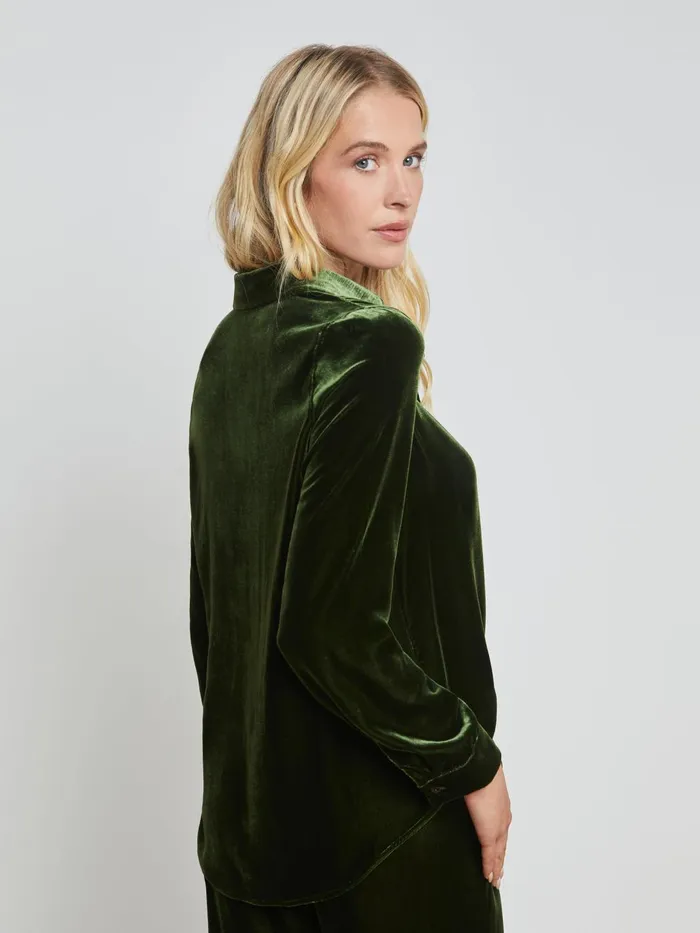 Argo Velvet Blouse Deep Olive Women L039Agence Blouses and Tops
