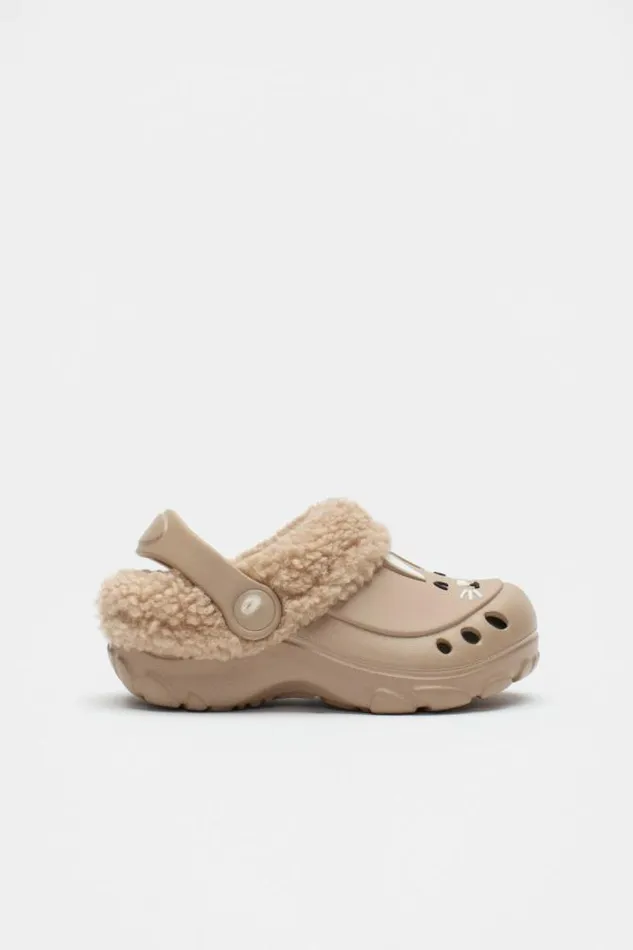 BabyChild Slippers Seed Heritage Bunny Fur Lined Clog Chocolate Shake