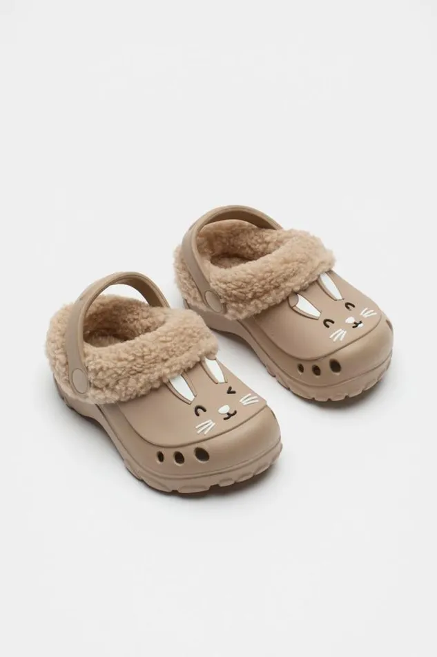 BabyChild Slippers Seed Heritage Bunny Fur Lined Clog Chocolate Shake