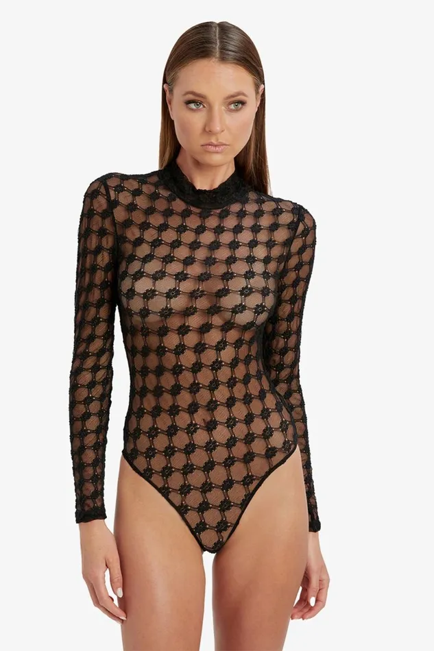 Bardot Bodysuits Women Adoni Mesh Bodysuit In Black Black