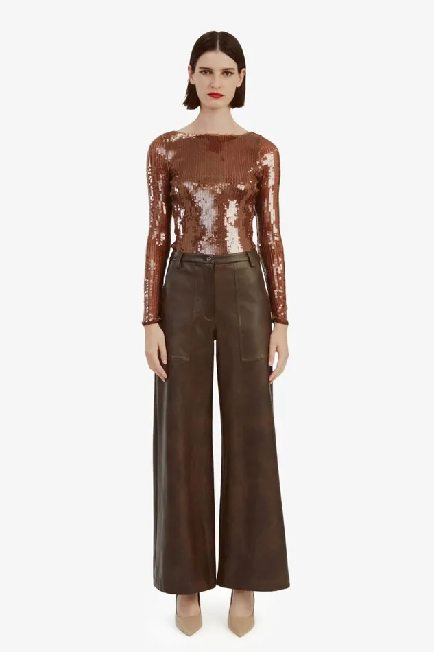 Bardot Bodysuits Women Brenna Sequin Bodysuit In Chocolate Chocolate Bardot Bodysuits Women Brenna Sequin Bodysuit In Chocolate Chocolate