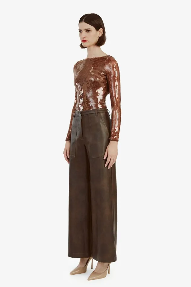 Bardot Bodysuits Women Brenna Sequin Bodysuit In Chocolate Chocolate Bardot Bodysuits Women Brenna Sequin Bodysuit In Chocolate Chocolate