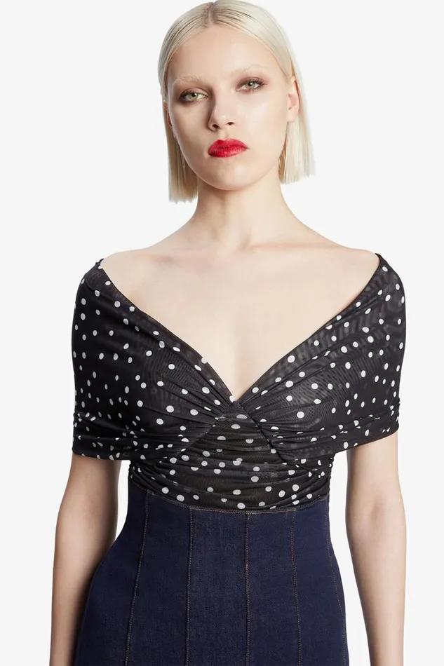 Bardot Bodysuits Women Vespera Spot Mesh Bodysuit In Black Spot Black Spot Bardot Bodysuits Women Vespera Spot Mesh Bodysuit In Black Spot Black Spot