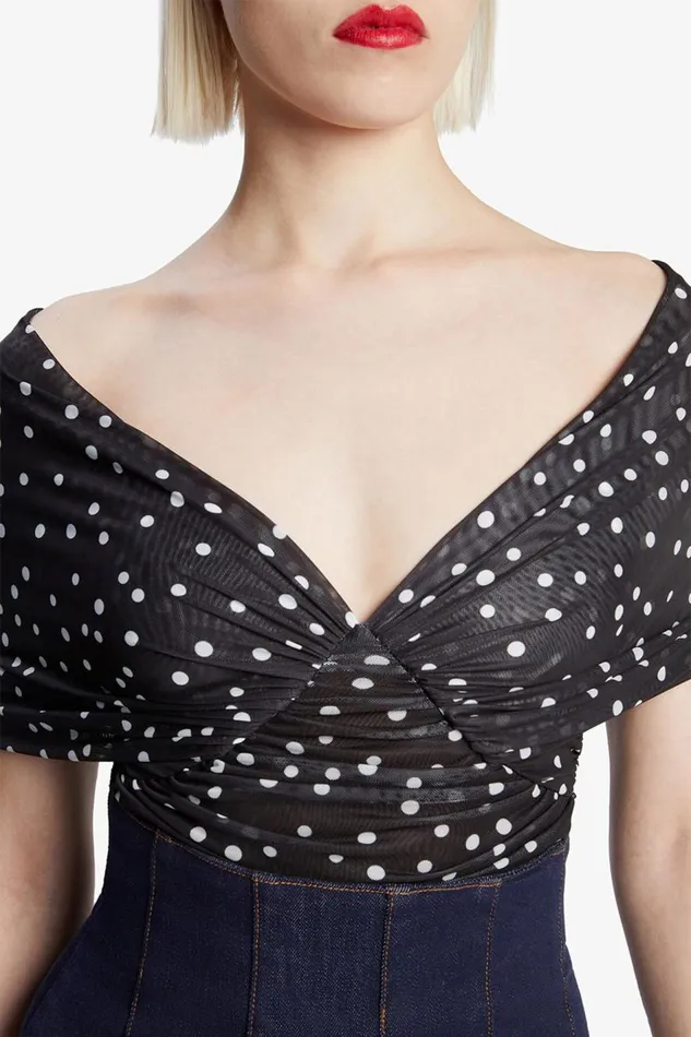 Bardot Bodysuits Women Vespera Spot Mesh Bodysuit In Black Spot Black Spot Bardot Bodysuits Women Vespera Spot Mesh Bodysuit In Black Spot Black Spot
