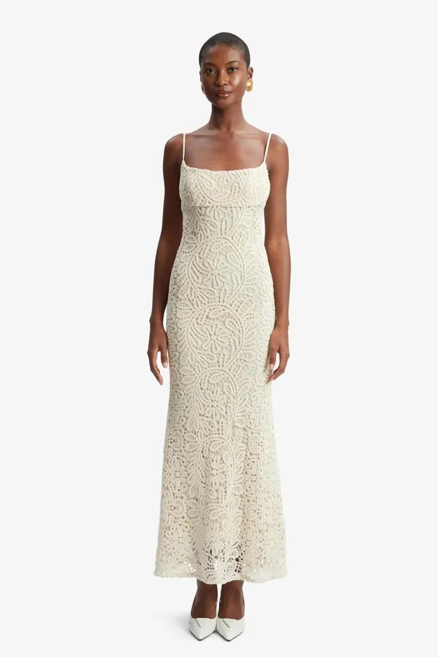 Bardot Day To Night Dresses Women Adoni Crochet Midi Dress In Lght Beige Lght Beige Bardot Day To Night Dresses Women Adoni Crochet Midi Dress In Lght Beige Lght Beige