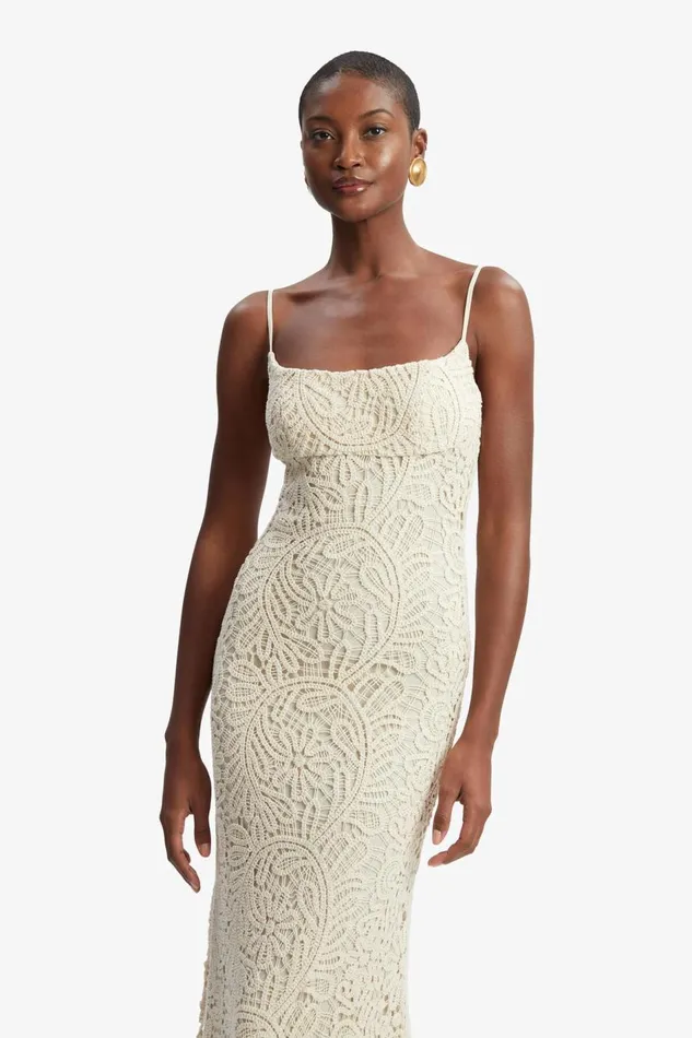 Bardot Day To Night Dresses Women Adoni Crochet Midi Dress In Lght Beige Lght Beige Bardot Day To Night Dresses Women Adoni Crochet Midi Dress In Lght Beige Lght Beige