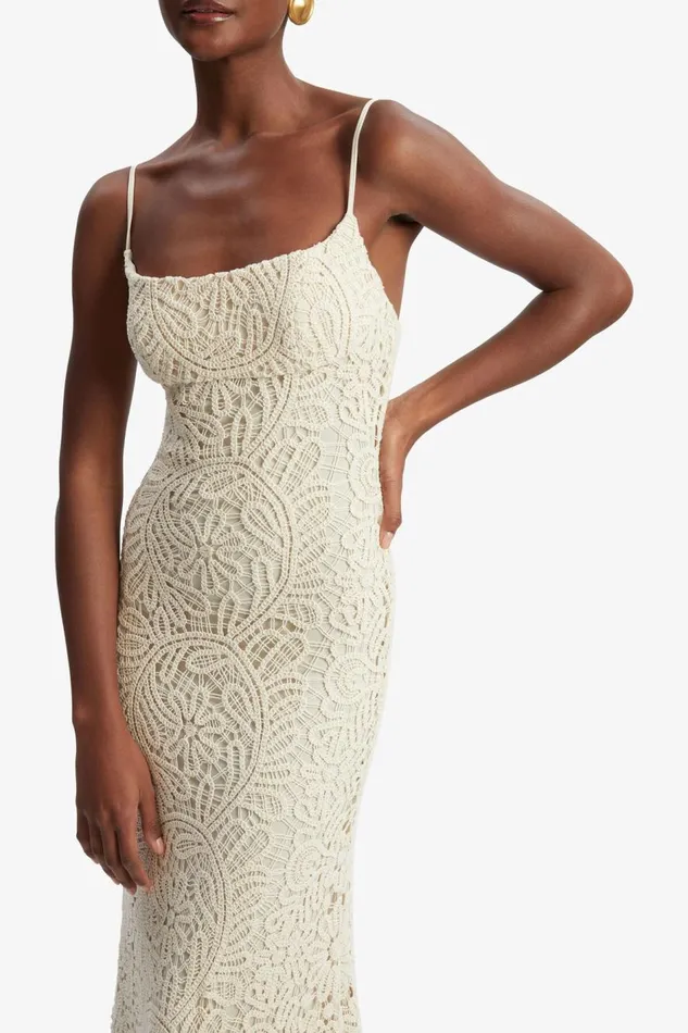 Bardot Day To Night Dresses Women Adoni Crochet Midi Dress In Lght Beige Lght Beige Bardot Day To Night Dresses Women Adoni Crochet Midi Dress In Lght Beige Lght Beige