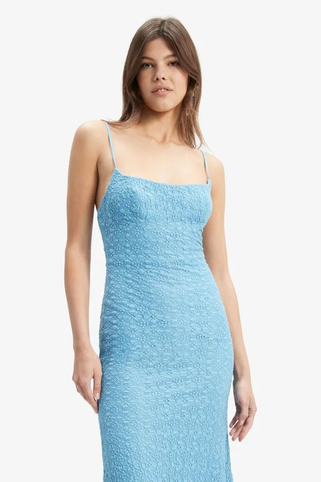 Bardot Day To Night Dresses Women Adoni Mesh Midi Dress In Mid Blue Mid Blue Bardot Day To Night Dresses Women Adoni Mesh Midi Dress In Mid Blue Mid Blue