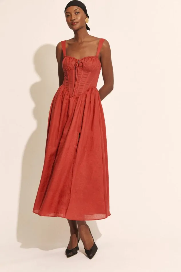 Bardot Day To Night Dresses Women Esra Midi Dress In Fire Red Fire Red