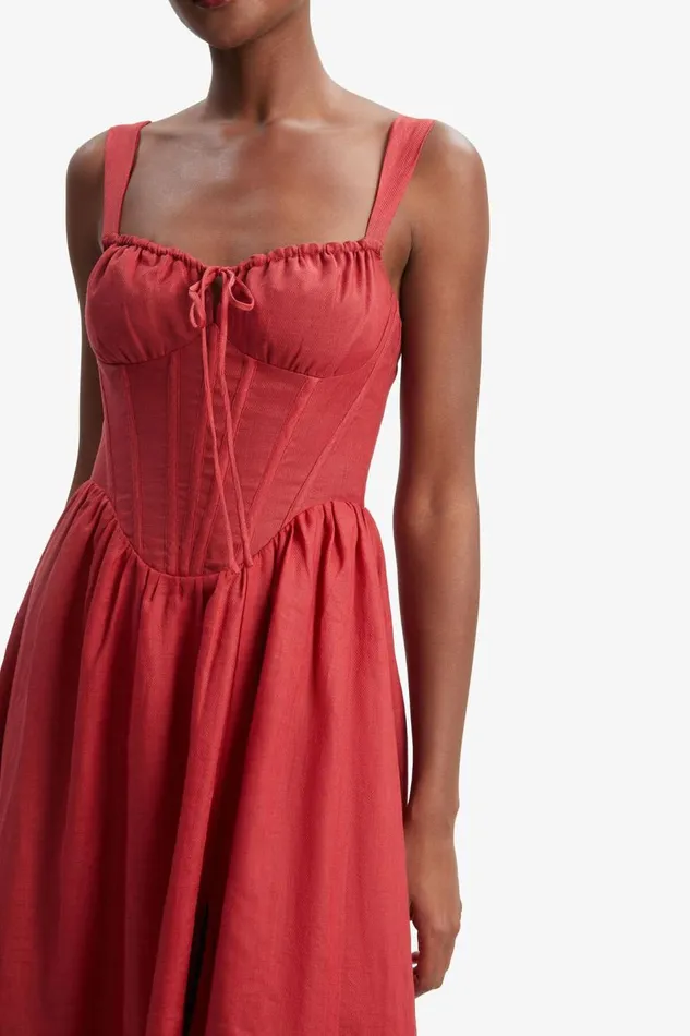 Bardot Day To Night Dresses Women Esra Midi Dress In Fire Red Fire Red