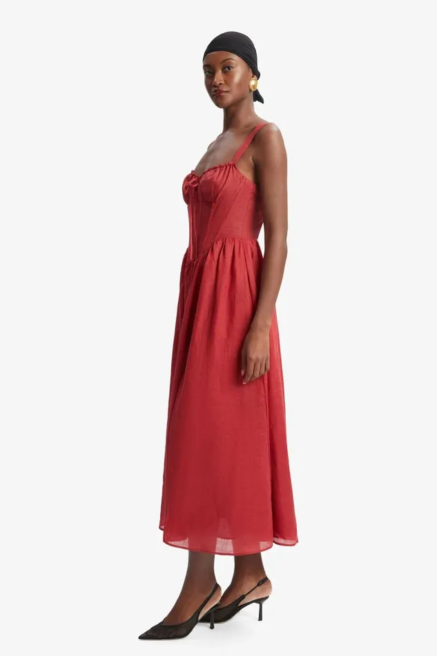 Bardot Day To Night Dresses Women Esra Midi Dress In Fire Red Fire Red