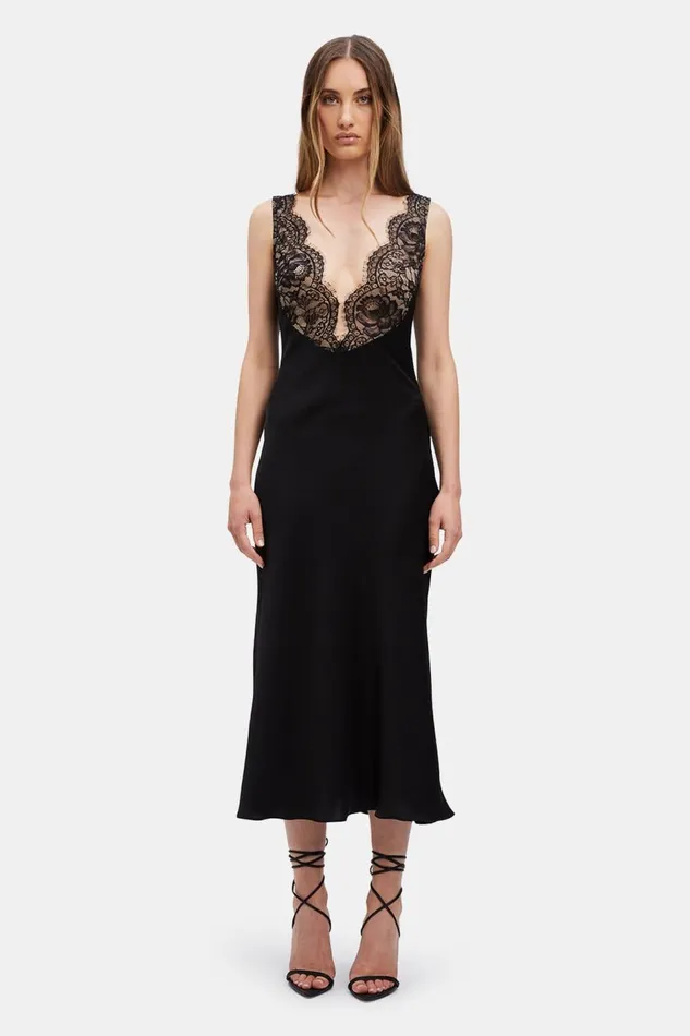 Bardot Day To Night Dresses Women Hayden Lace Slip Dress In Black Black