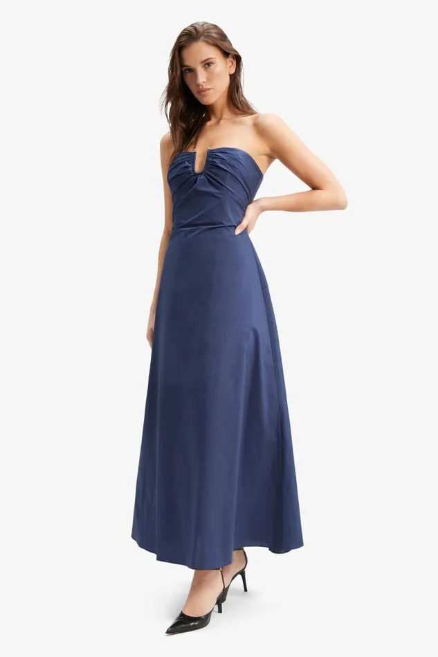 Bardot Day To Night Dresses Women Lora Poplin Maxi Dress In Navy Navy Bardot Day To Night Dresses Women Lora Poplin Maxi Dress In Navy Navy