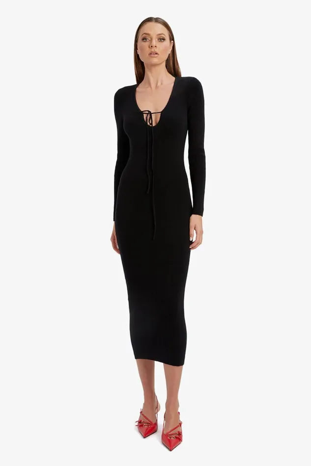 Bardot Day To Night Dresses Women Verona Knit Midi Dress In Black Black Bardot Day To Night Dresses Women Verona Knit Midi Dress In Black Black