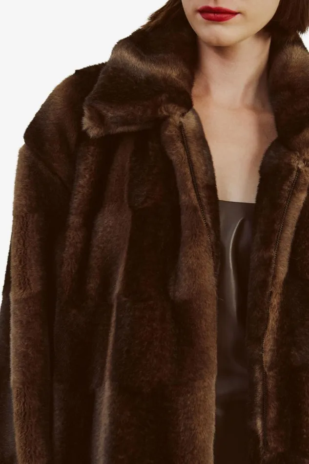 Bardot Jackets Women Sylvie Zip Faux Fur Jacket In Dark Chocolate Dark Chocolate Bardot Jackets Women Sylvie Zip Faux Fur Jacket In Dark Chocolate Dark Chocolate