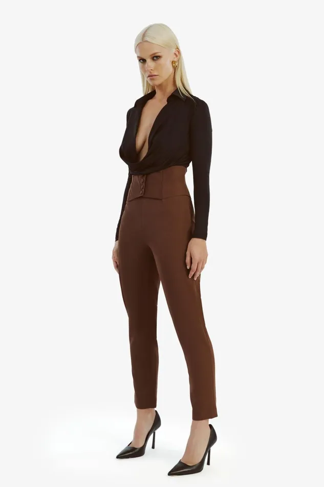 Bardot Pants Women Corset Pant In Chocolate Chocolate
