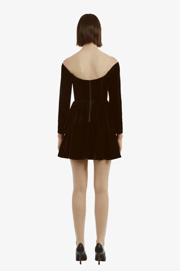 Bardot Party Dresses Women Emlyn Velour Mini Dress In Black Black Bardot Party Dresses Women Emlyn Velour Mini Dress In Black Black