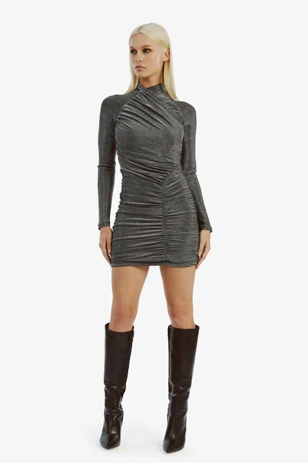 Bardot Party Dresses Women Evalina Lurex Mini Dress In Silver Lurex Silver Lurex Bardot Party Dresses Women Evalina Lurex Mini Dress In Silver Lurex Silver Lurex