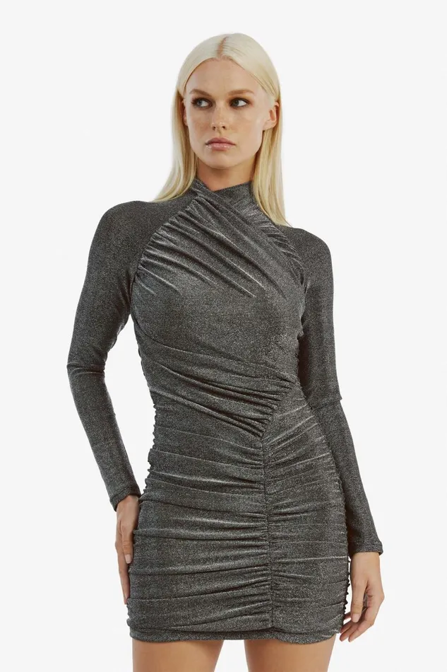 Bardot Party Dresses Women Evalina Lurex Mini Dress In Silver Lurex Silver Lurex Bardot Party Dresses Women Evalina Lurex Mini Dress In Silver Lurex Silver Lurex