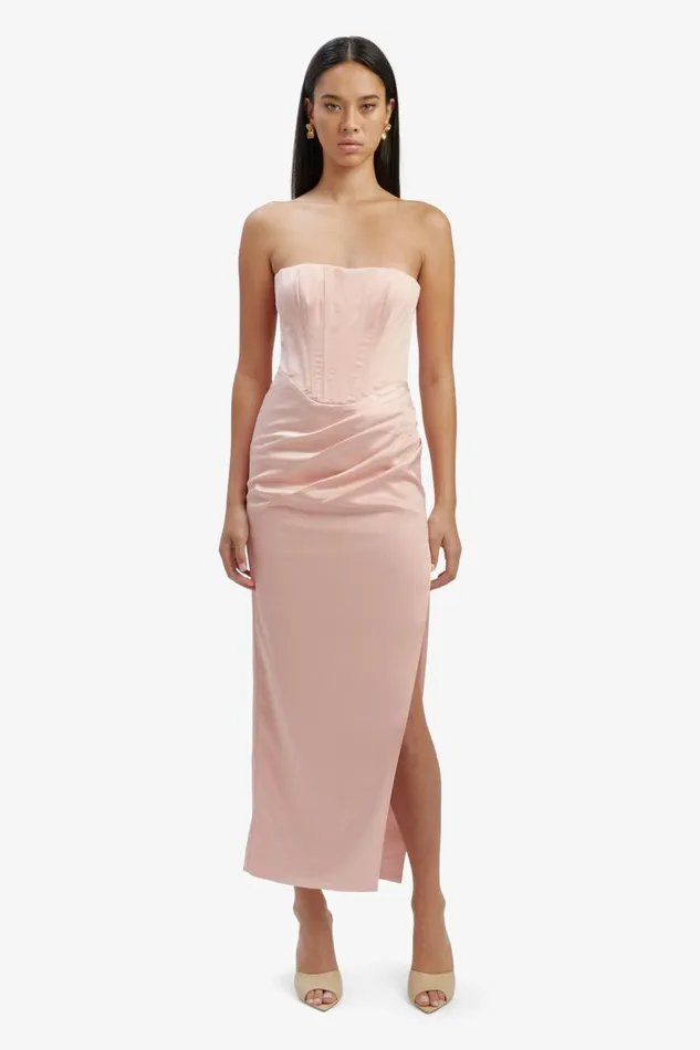 Bardot Party Dresses Women Everlasting Satin Midi Dress In Soft Pink Soft Pink Bardot Party Dresses Women Everlasting Satin Midi Dress In Soft Pink Soft Pink