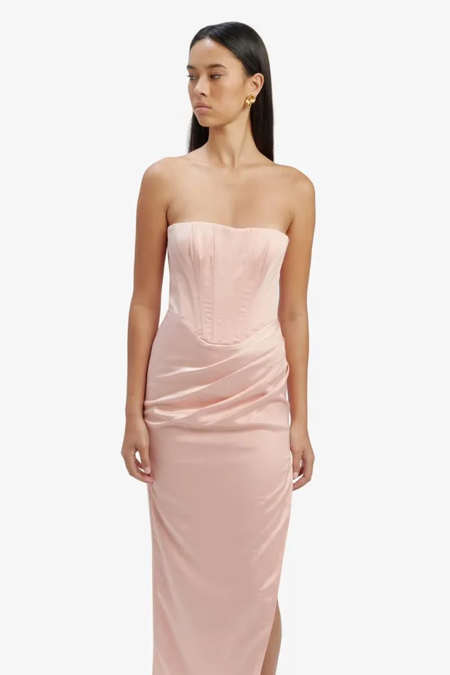 Bardot Party Dresses Women Everlasting Satin Midi Dress In Soft Pink Soft Pink Bardot Party Dresses Women Everlasting Satin Midi Dress In Soft Pink Soft Pink