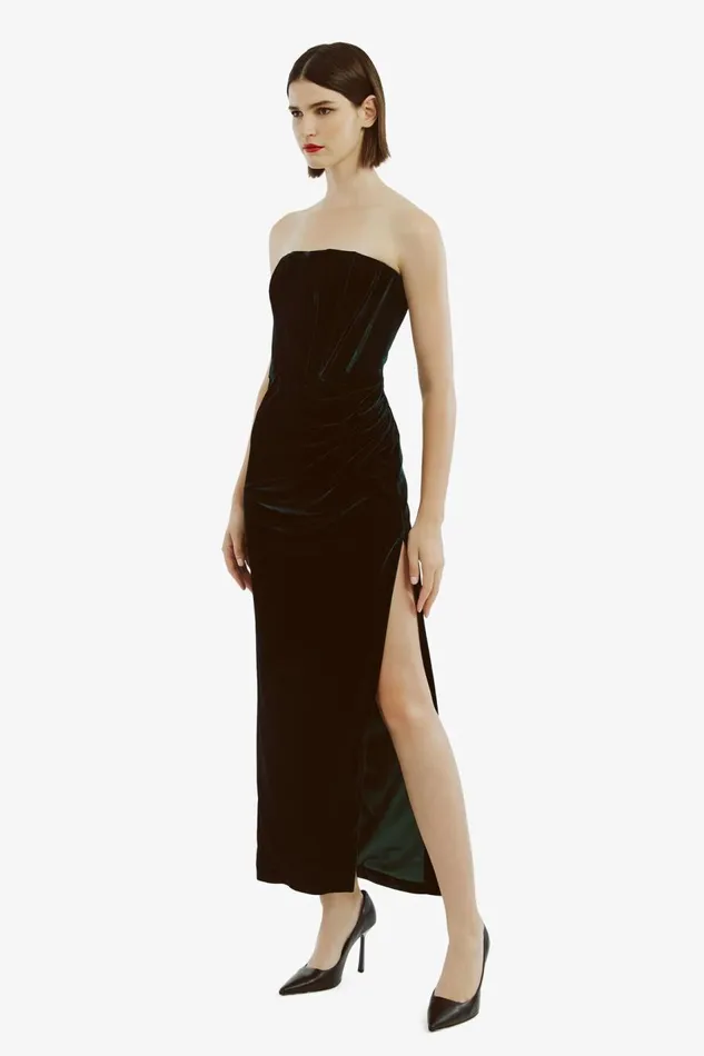 Bardot Party Dresses Women Everlasting Velour Midi Dress In Emerald Gr Emerald Gr Bardot Party Dresses Women Everlasting Velour Midi Dress In Emerald Gr Emerald Gr