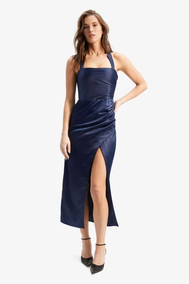 Bardot Party Dresses Women Lorelai Midi Dress In Navy Navy Bardot Party Dresses Women Lorelai Midi Dress In Navy Navy