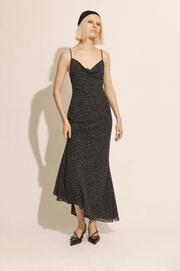 Bardot Party Dresses Women Monroe Cowl Neck Maxi Dress In Black Spot Black Spot Bardot Party Dresses Women Monroe Cowl Neck Maxi Dress In Black Spot Black Spot