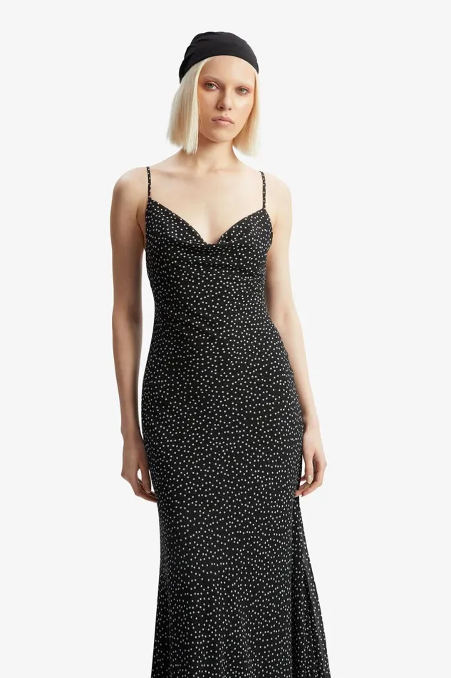 Bardot Party Dresses Women Monroe Cowl Neck Maxi Dress In Black Spot Black Spot Bardot Party Dresses Women Monroe Cowl Neck Maxi Dress In Black Spot Black Spot