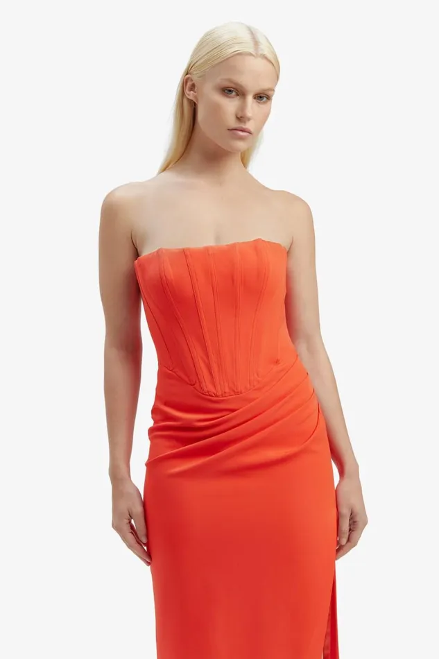 Bardot Party Dresses Women Saira Midi Dress In Orange Sorbet Orange Sorbet Bardot Party Dresses Women Saira Midi Dress In Orange Sorbet Orange Sorbet
