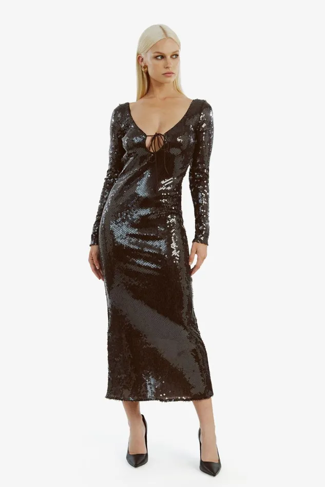 Bardot Party Dresses Women Verona Sequin Maxi Dress In Dark Chocolate Dark Chocolate Bardot Party Dresses Women Verona Sequin Maxi Dress In Dark Chocolate Dark Chocolate