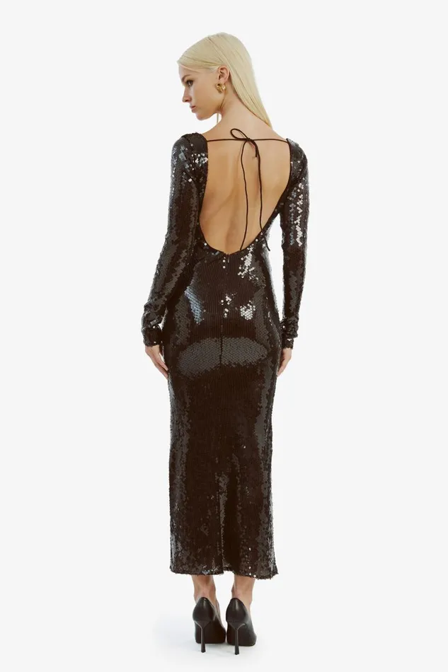 Bardot Party Dresses Women Verona Sequin Maxi Dress In Dark Chocolate Dark Chocolate Bardot Party Dresses Women Verona Sequin Maxi Dress In Dark Chocolate Dark Chocolate