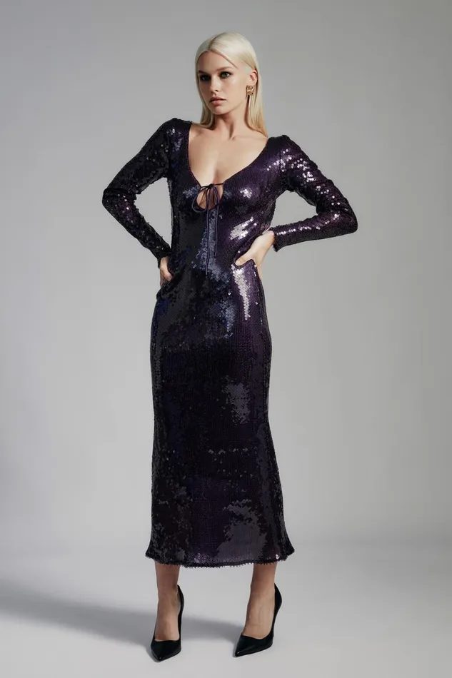 Bardot Party Dresses Women Verona Sequin Maxi Dress In Purple Purple