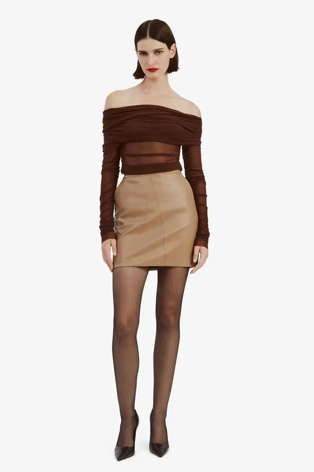 Bardot Party Tops Women Camelia Mesh Top In Chocolate Chocolate Bardot Party Tops Women Camelia Mesh Top In Chocolate Chocolate