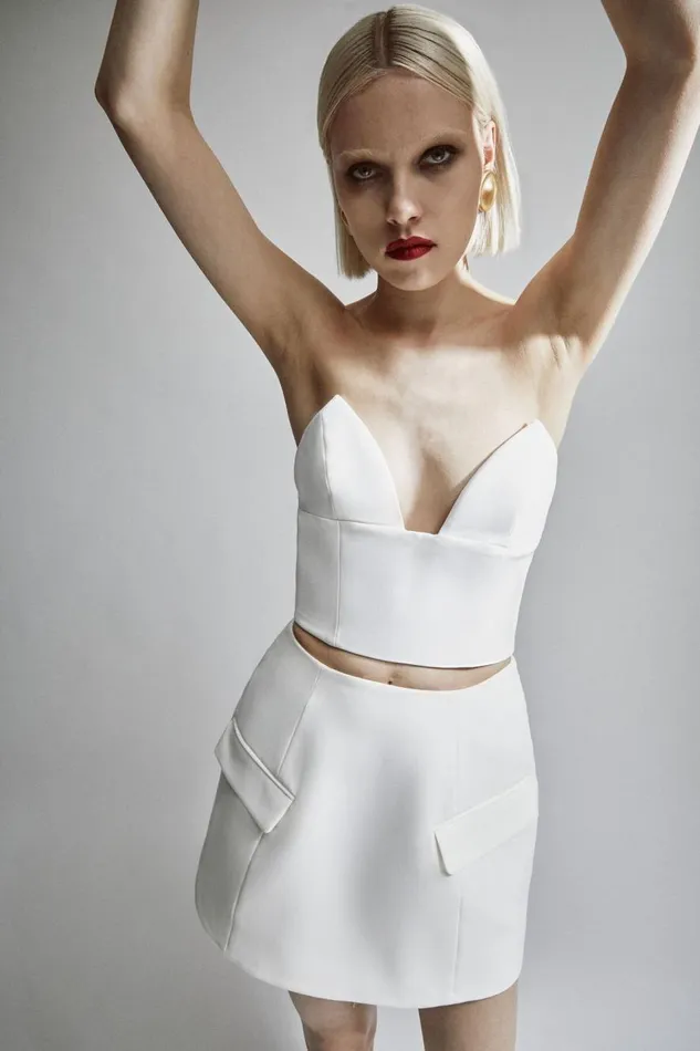 Bardot Party Tops Women Delphi Strapless Crop Top In Orchid White Orchid White Bardot Party Tops Women Delphi Strapless Crop Top In Orchid White Orchid White