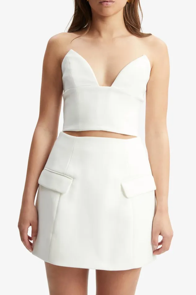 Bardot Party Tops Women Delphi Strapless Crop Top In Orchid White Orchid White Bardot Party Tops Women Delphi Strapless Crop Top In Orchid White Orchid White