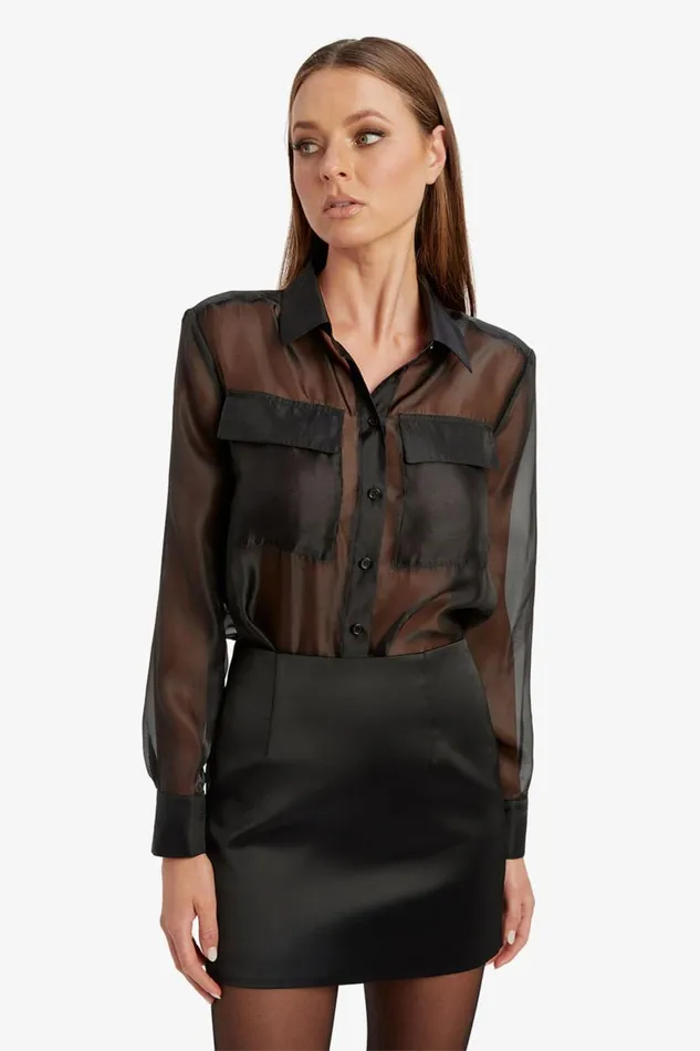 Bardot Shirts and Blouses Women Rebecca Organza Shirt In Black Black Bardot Shirts and Blouses Women Rebecca Organza Shirt In Black Black