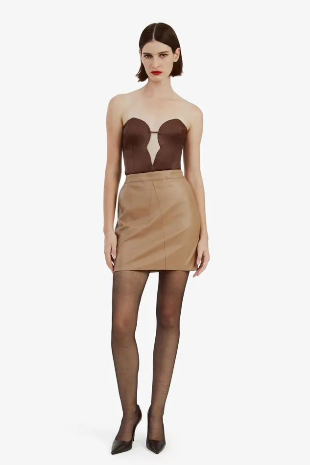 Bardot Skirts Women Alexis Vegan Leather Skirt In Camel Camel Bardot Skirts Women Alexis Vegan Leather Skirt In Camel Camel