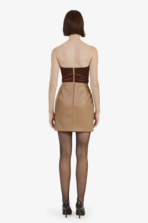 Bardot Skirts Women Alexis Vegan Leather Skirt In Camel Camel Bardot Skirts Women Alexis Vegan Leather Skirt In Camel Camel