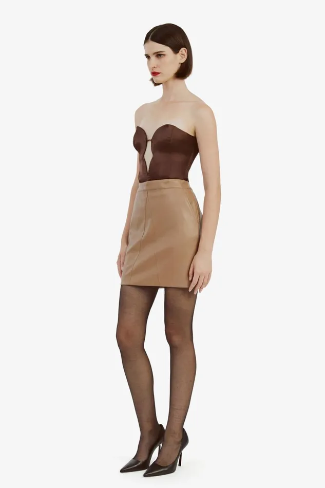 Bardot Skirts Women Alexis Vegan Leather Skirt In Camel Camel Bardot Skirts Women Alexis Vegan Leather Skirt In Camel Camel