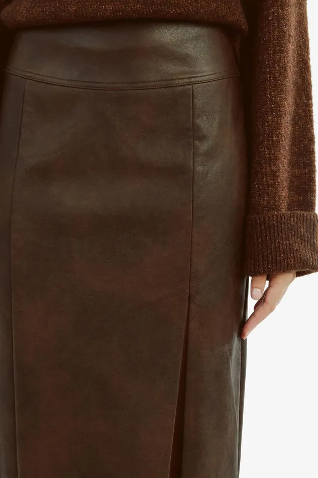 Bardot Skirts Women Dante Vegan Leather Midi Skirt In Dark Chocolate Dark Chocolate Bardot Skirts Women Dante Vegan Leather Midi Skirt In Dark Chocolate Dark Chocolate