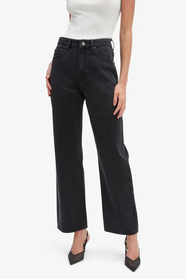 Bardot Wide Jean Women Cindy Wide Full Leg Jeans In Washed Black Washed Black