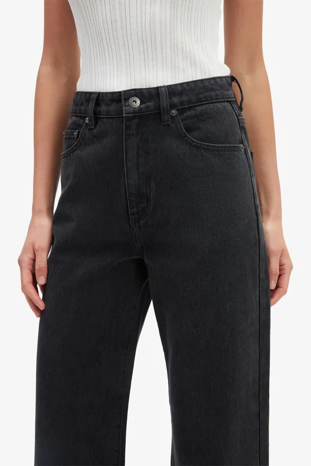 Bardot Wide Jean Women Cindy Wide Full Leg Jeans In Washed Black Washed Black