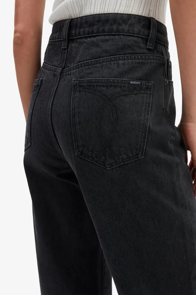 Bardot Wide Jean Women Cindy Wide Full Leg Jeans In Washed Black Washed Black