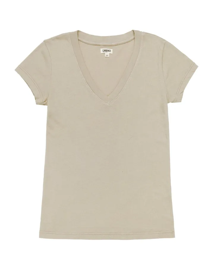 Becca Cotton VNeck Tee Biscuit Women L039Agence Tees