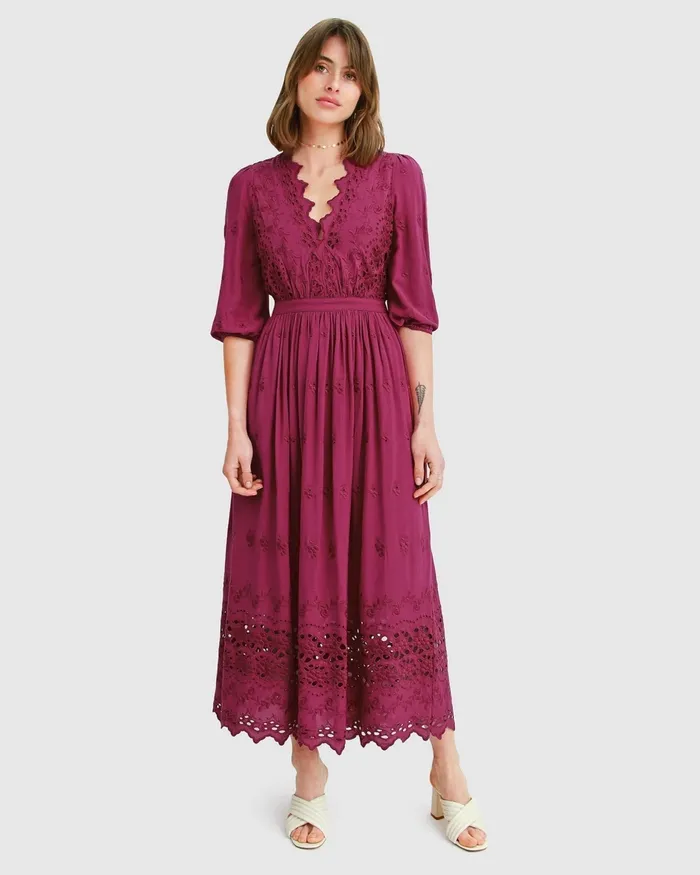 Belle and Bloom All Eyes On Me Midi Dress 8211 Burgundy Women Dresses